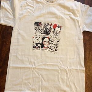 Gildan White Graphic Tee with Playing Card Design